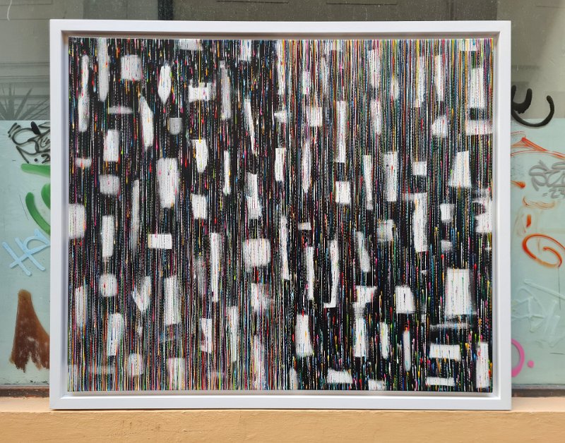 Lichtfragmente im Farbenregen 2025, 100x120 (+R),  Acryl-Lack auf LW, € 3.600